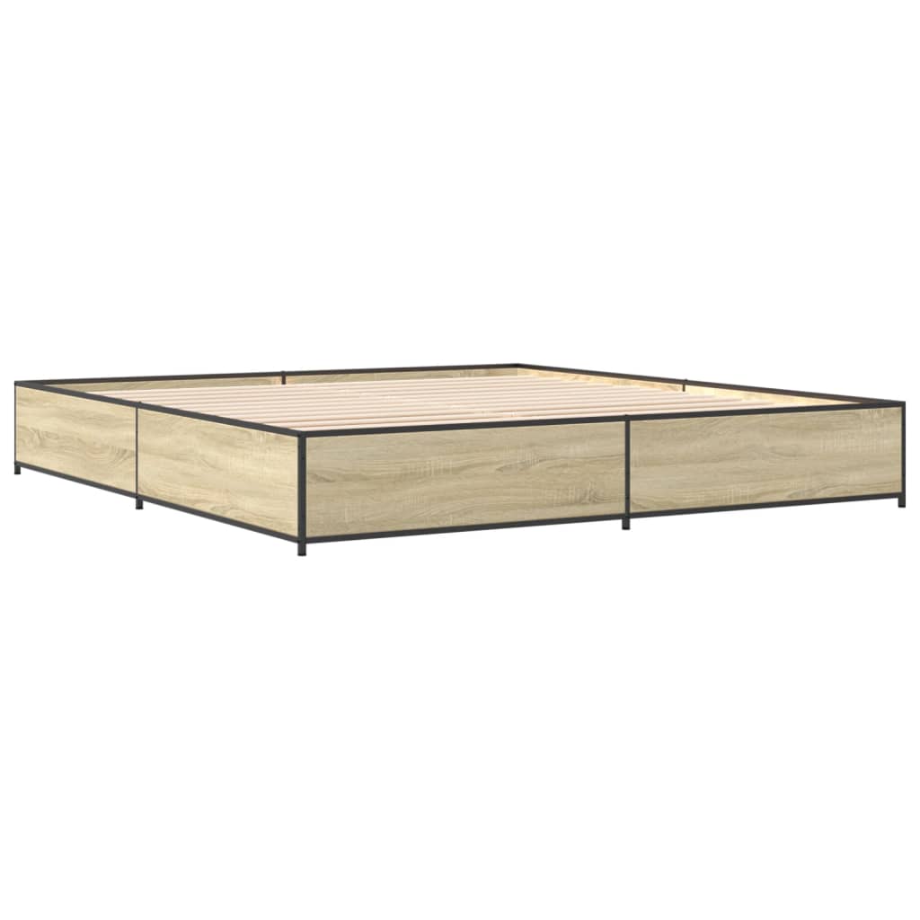 Sengeramme sonoma eik 200x200 cm konstruert tre og metall