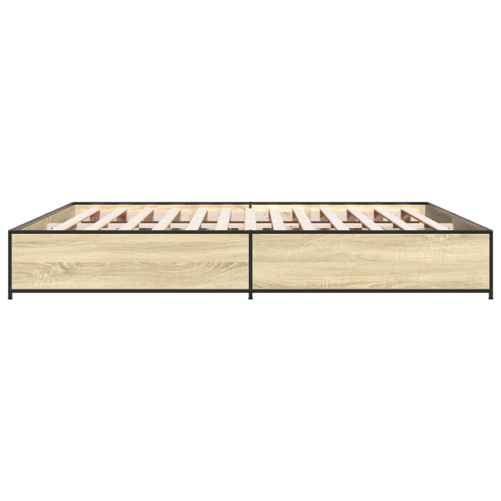 Sengeramme sonoma eik 200x200 cm konstruert tre og metall