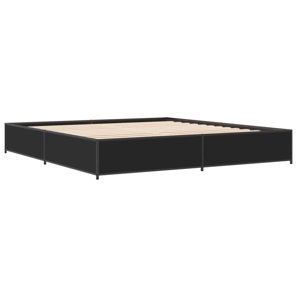 Sengeramme svart 160x200 cm konstruert tre og metall