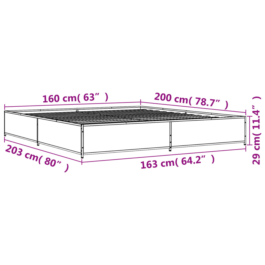 Sengeramme svart 160x200 cm konstruert tre og metall