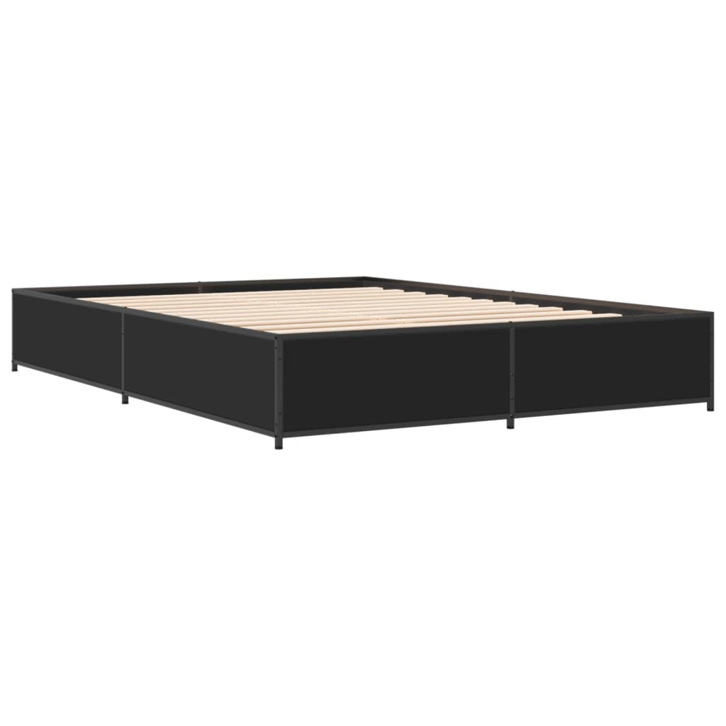 Sengeramme svart 150x200 cm konstruert tre og metall