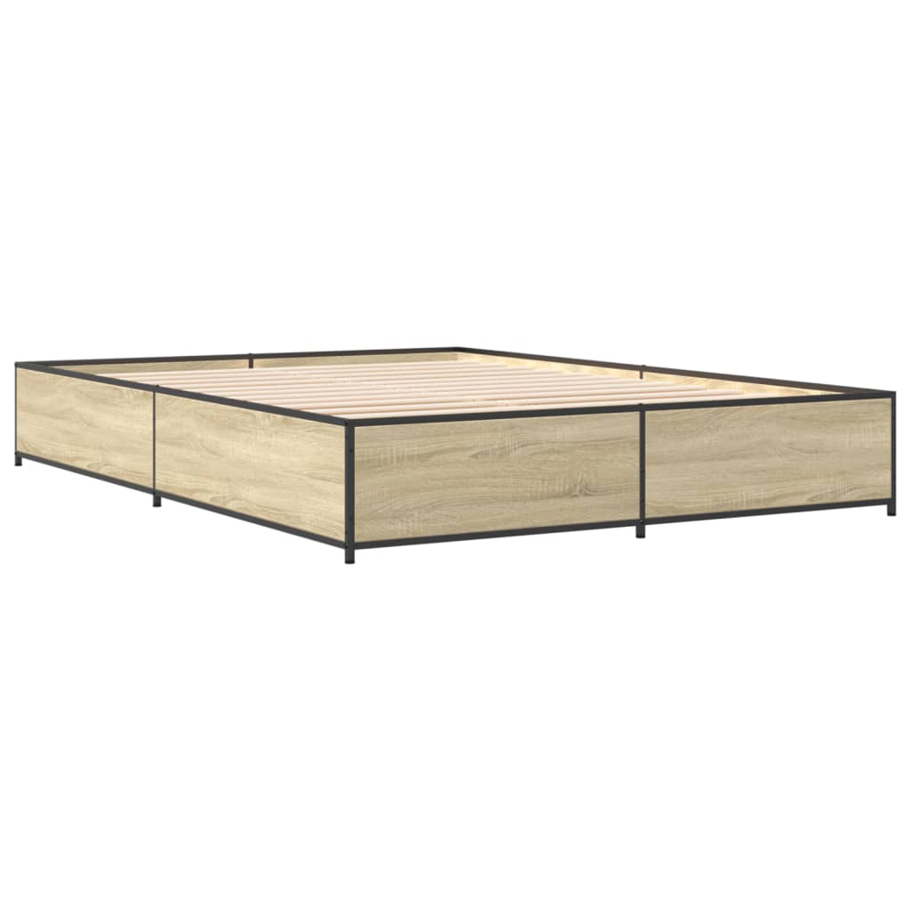 Sengeramme sonoma eik 150x200 cm konstruert tre og metall