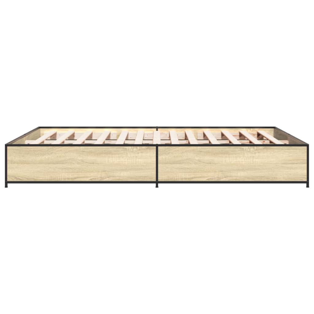 Sengeramme sonoma eik 150x200 cm konstruert tre og metall