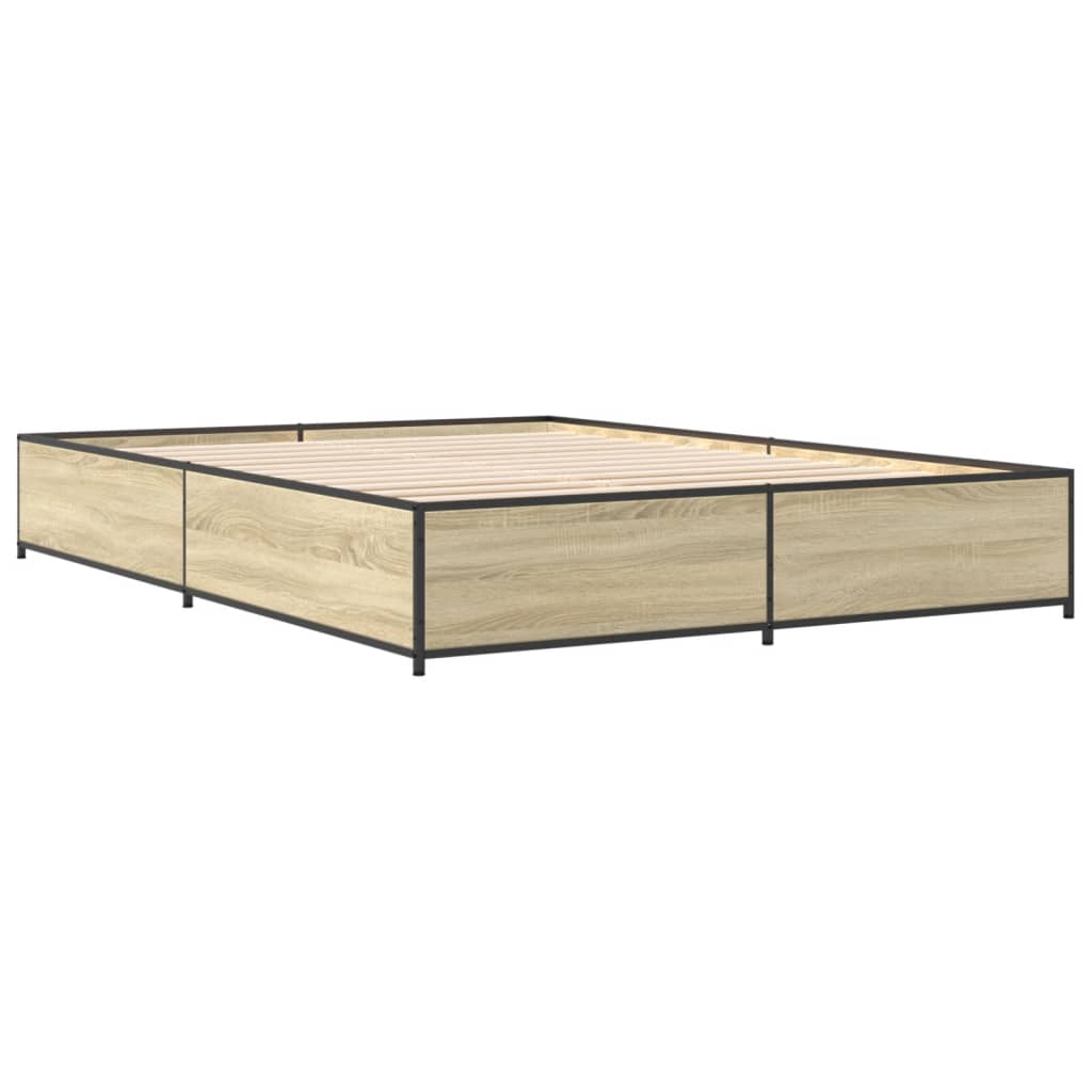 Sengeramme sonoma eik 150x200 cm konstruert tre og metall