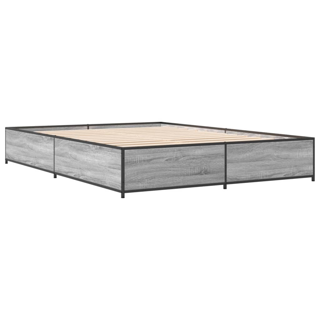 Sengeramme grå sonoma 150x200 cm konstruert tre og metall