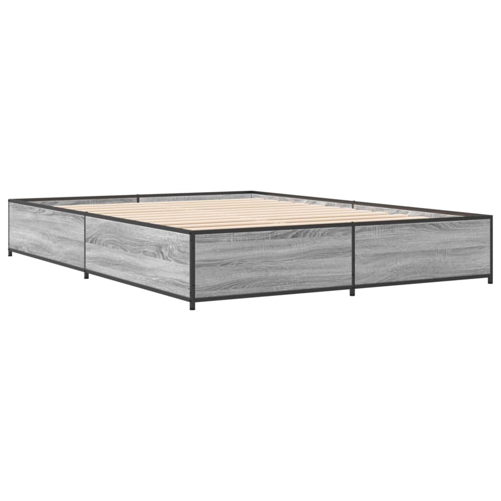 Sengeramme grå sonoma 150x200 cm konstruert tre og metall