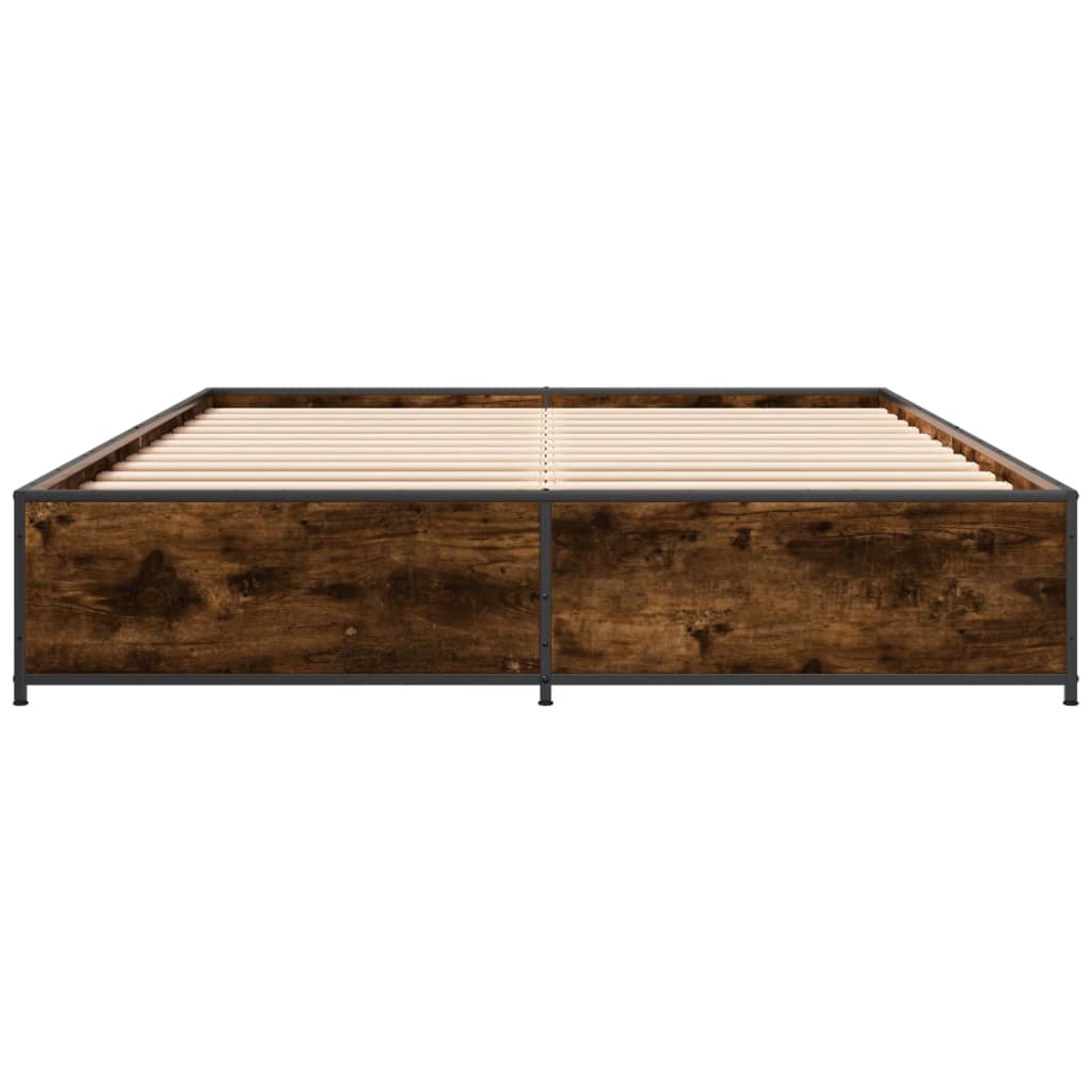 Sengeramme røkt eik 140x200 cm konstruert tre og metall