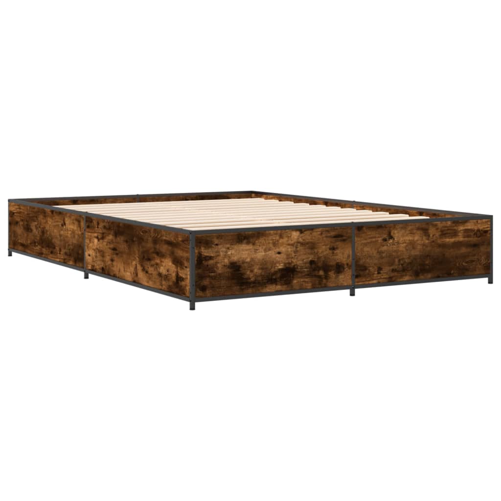 Sengeramme røkt eik 140x200 cm konstruert tre og metall