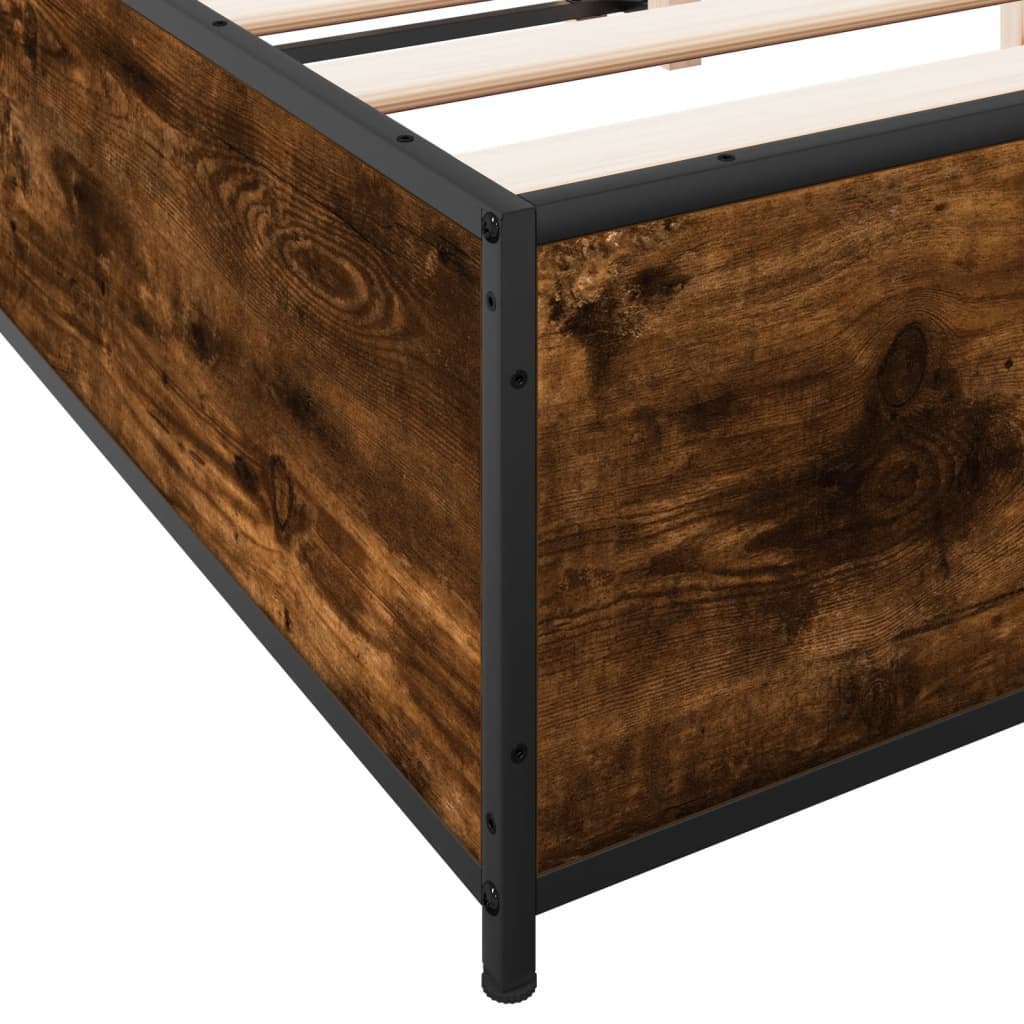 Sengeramme røkt eik 140x200 cm konstruert tre og metall