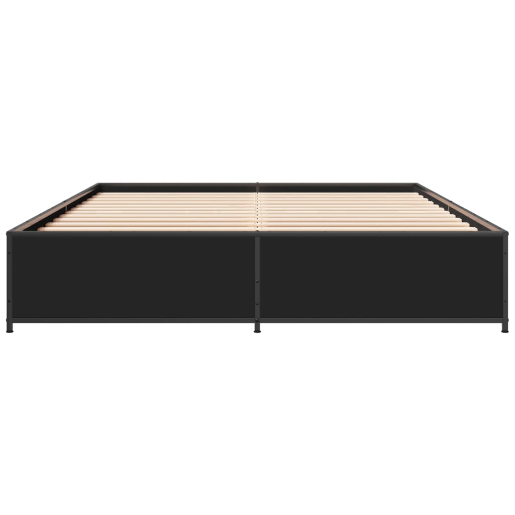 Sengeramme svart 135x190 cm konstruert tre og metall