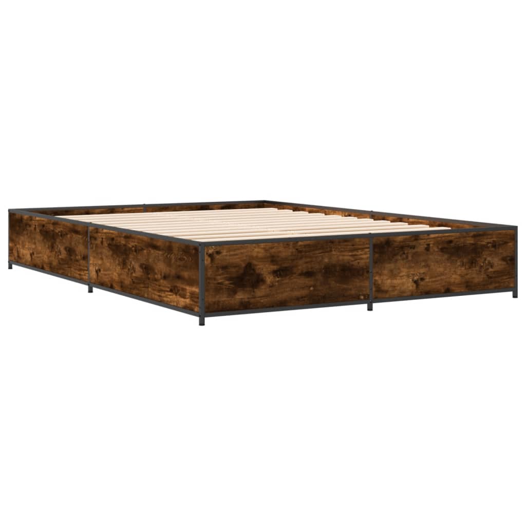 Sengeramme røkt eik 135x190 cm konstruert tre og metall