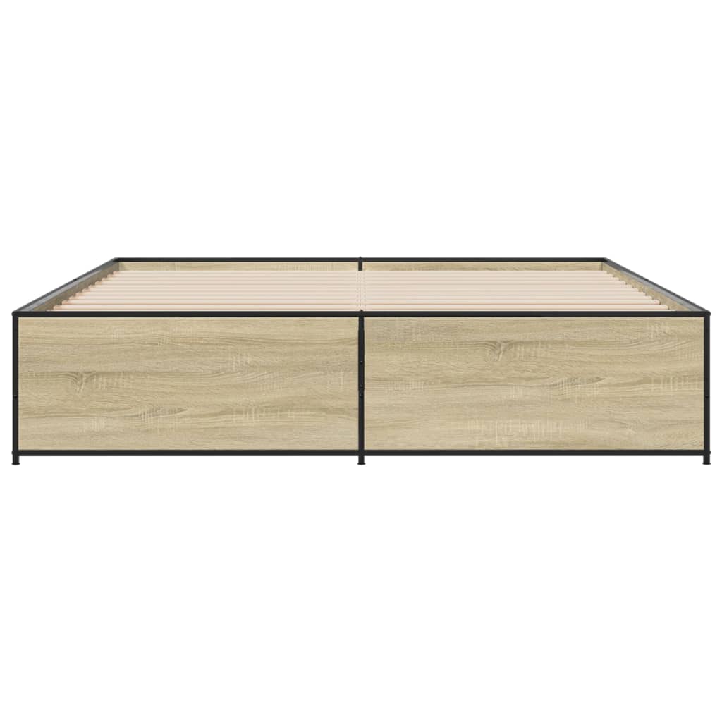Sengeramme sonoma eik 200x200 cm konstruert tre og metall