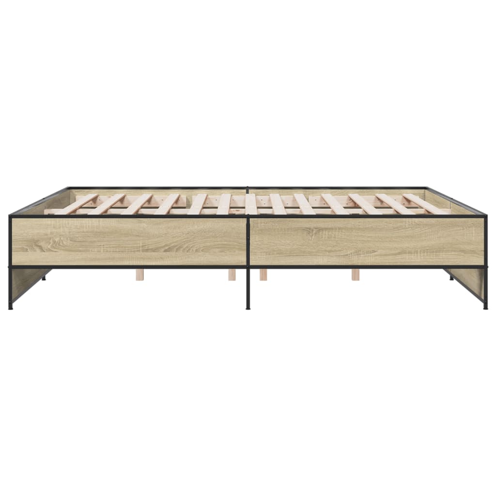 Sengeramme sonoma eik 200x200 cm konstruert tre og metall