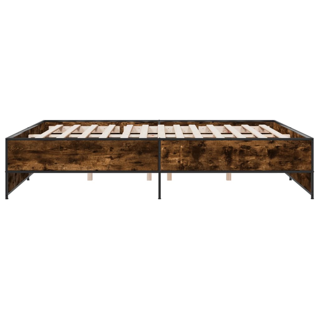 Sengeramme røkt eik 200x200 cm konstruert tre og metall