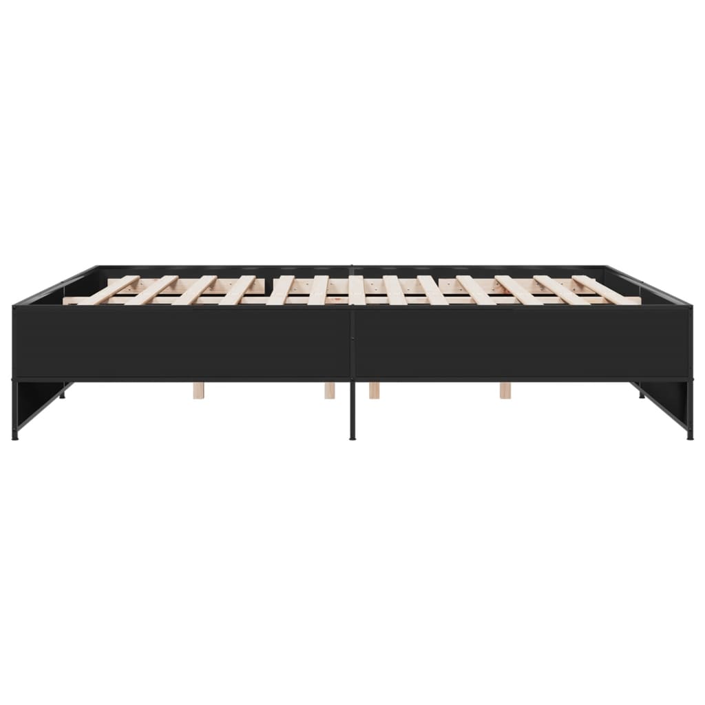 Sengeramme svart 180x200 cm konstruert tre og metall