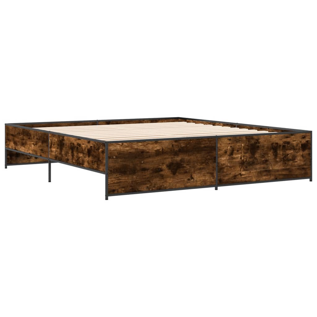 Sengeramme røkt eik 180x200 cm konstruert tre og metall