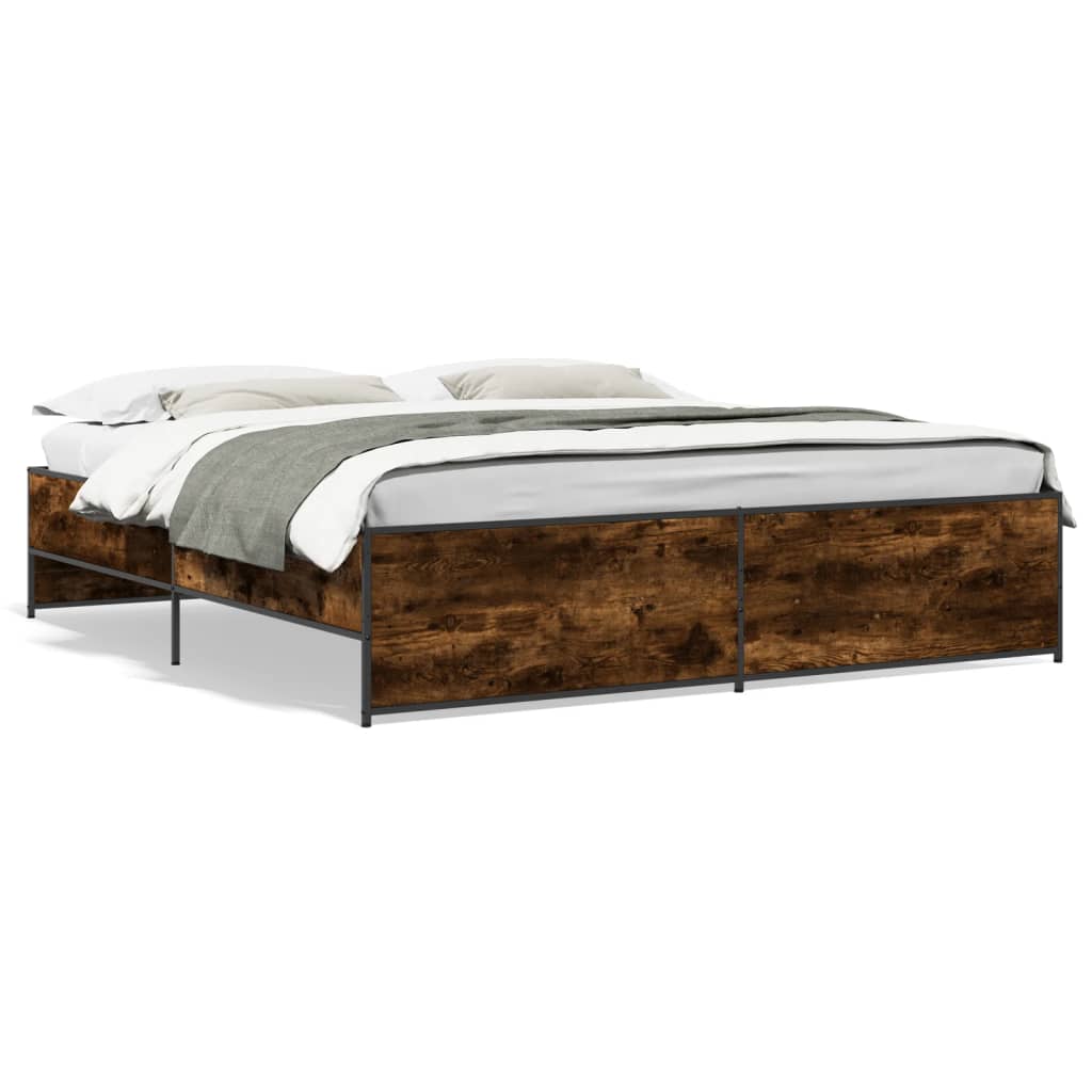 Sengeramme røkt eik 180x200 cm konstruert tre og metall