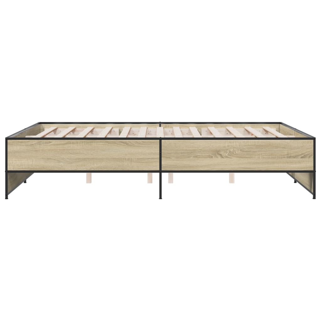 Sengeramme sonoma eik 160x200 cm konstruert tre og metall