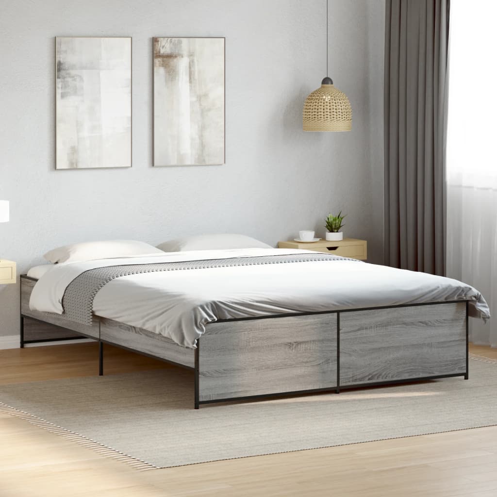 Sengeramme sonoma eik 160x200 cm konstruert tre og metall
