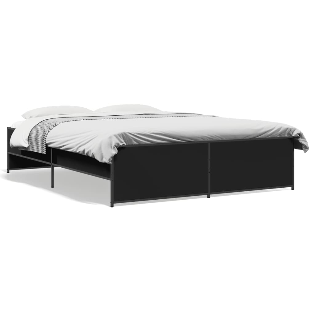 Sengeramme svart 150x200 cm konstruert tre og metall