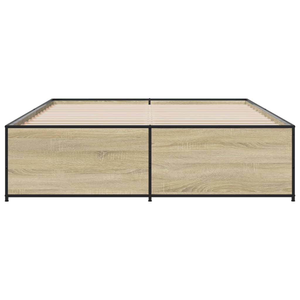 Sengeramme sonoma eik 150x200 cm konstruert tre og metall