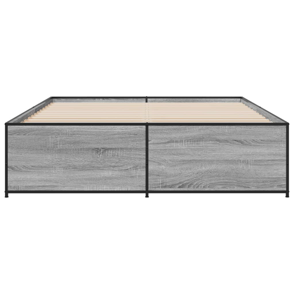 Sengeramme grå sonoma 150x200 cm konstruert tre og metall