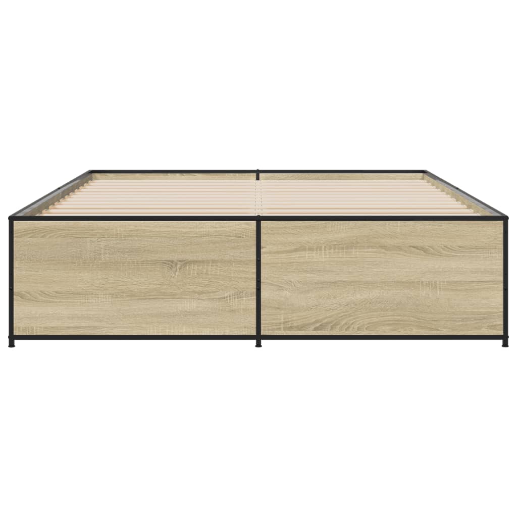 Sengeramme sonoma eik 140x200 cm konstruert tre og metall