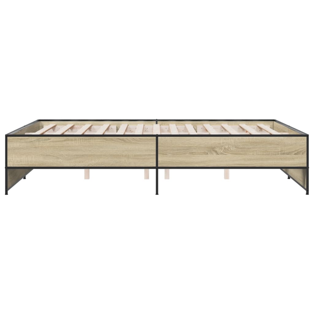Sengeramme sonoma eik 140x200 cm konstruert tre og metall