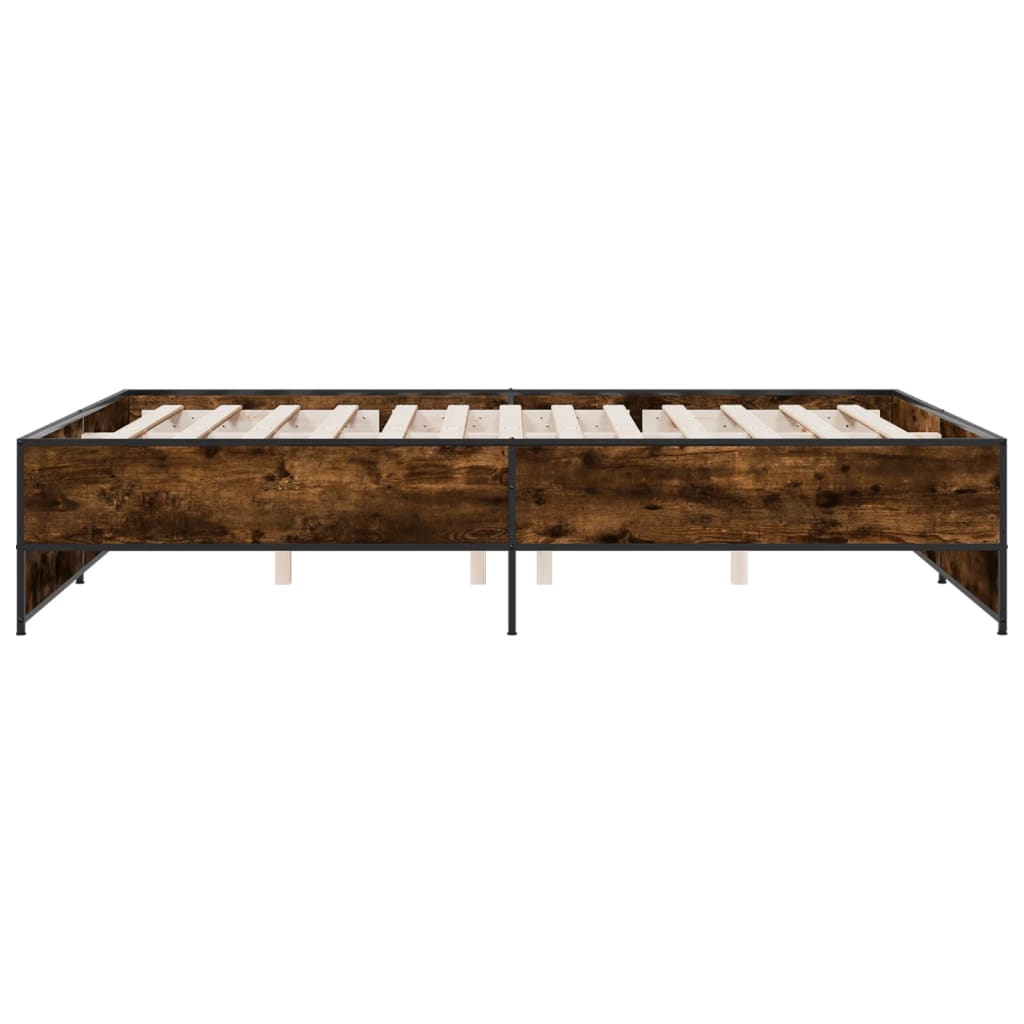 Sengeramme røkt eik 140x200 cm konstruert tre og metall