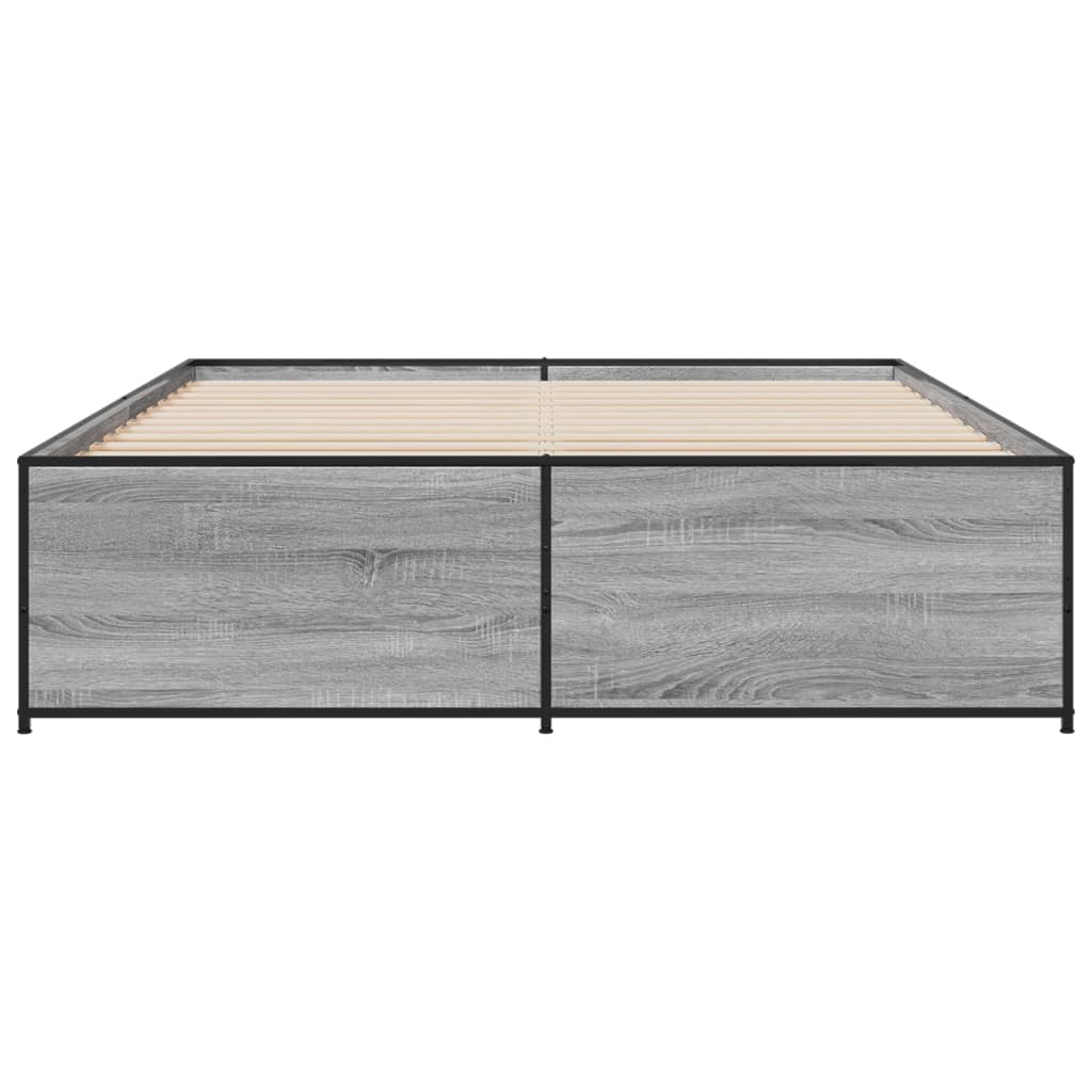 Sengeramme grå sonoma 140x200 cm konstruert tre og metall