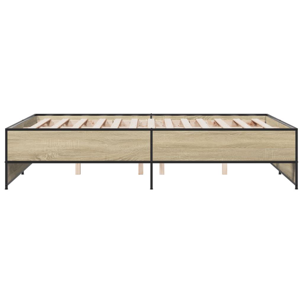 Sengeramme sonoma eik 120x200 cm konstruert tre og metall