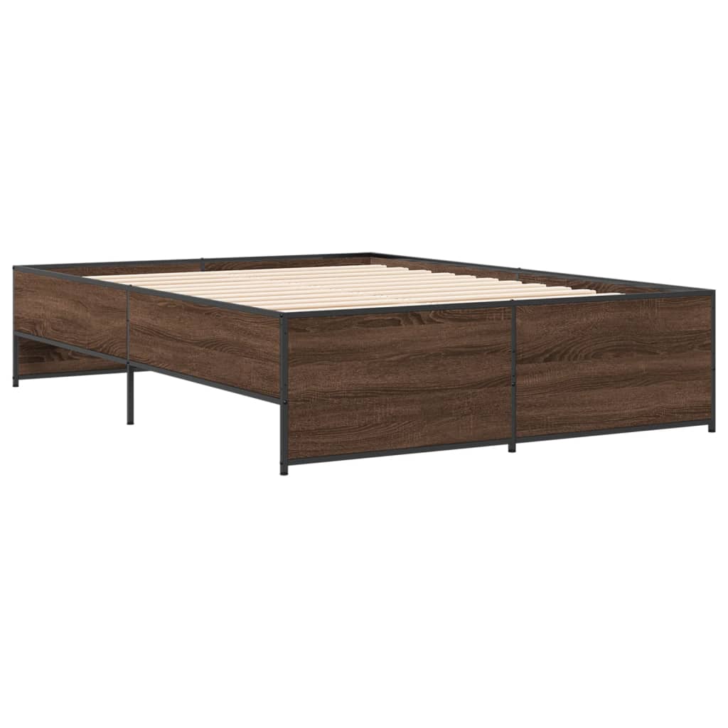 Sengeramme brun eik 120x200 cm konstruert tre og metall
