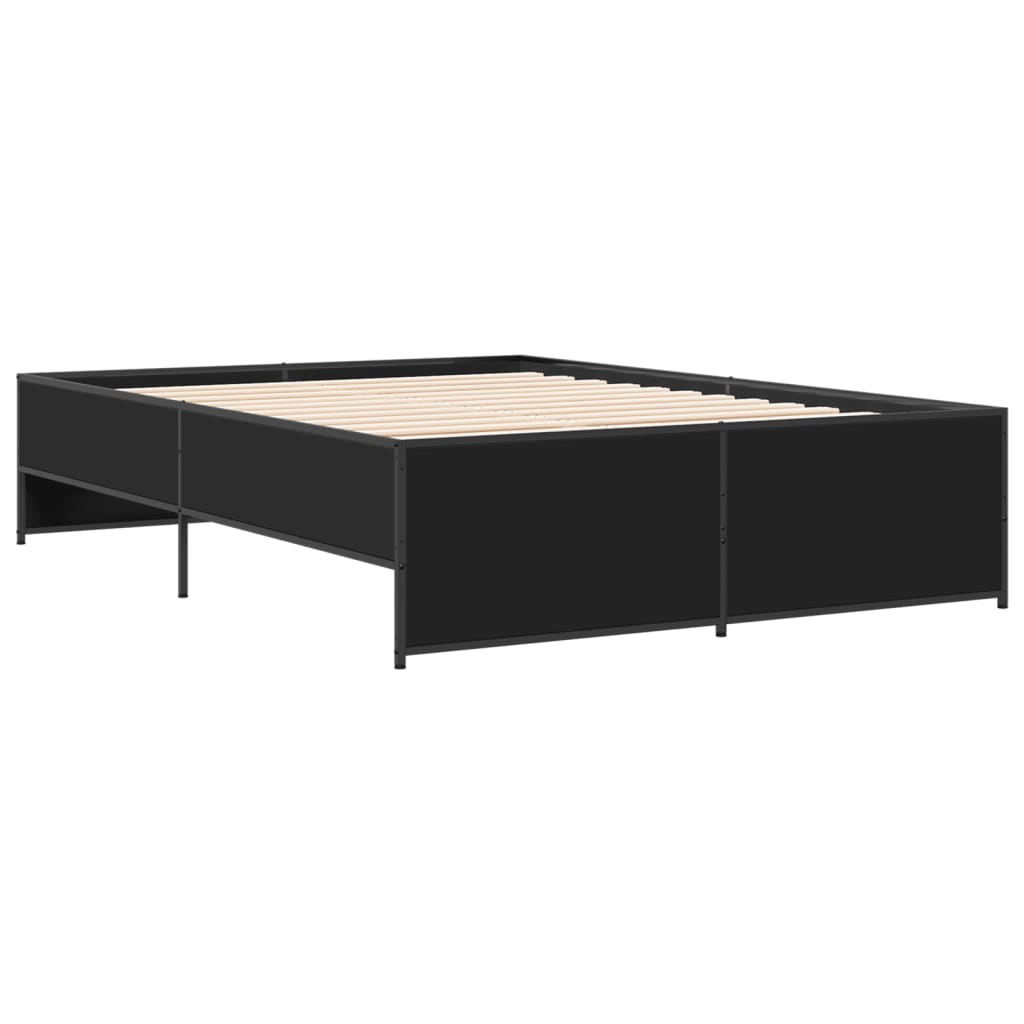 Sengeramme svart 140x190 cm konstruert tre og metall