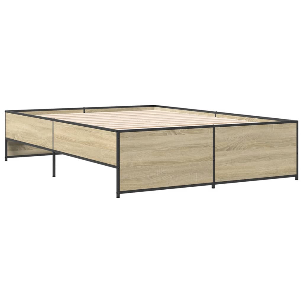 Sengeramme sonoma eik 140x190 cm konstruert tre og metall