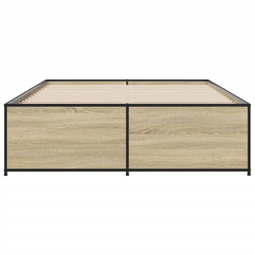 Sengeramme sonoma eik 140x190 cm konstruert tre og metall