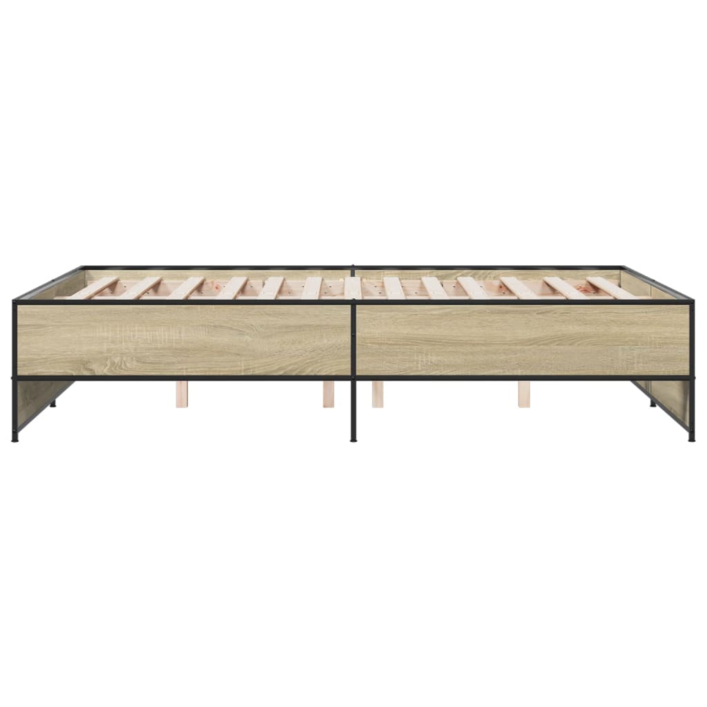 Sengeramme sonoma eik 140x190 cm konstruert tre og metall