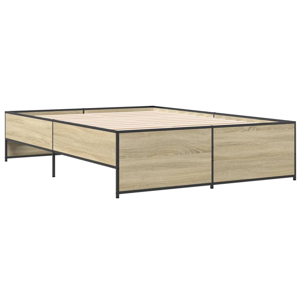 Sengeramme sonoma eik 140x190 cm konstruert tre og metall
