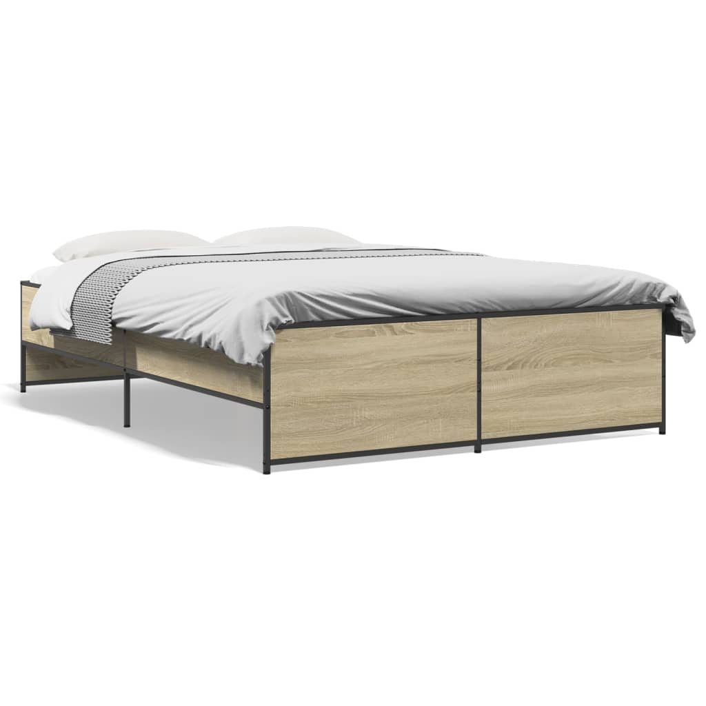 Sengeramme sonoma eik 140x190 cm konstruert tre og metall