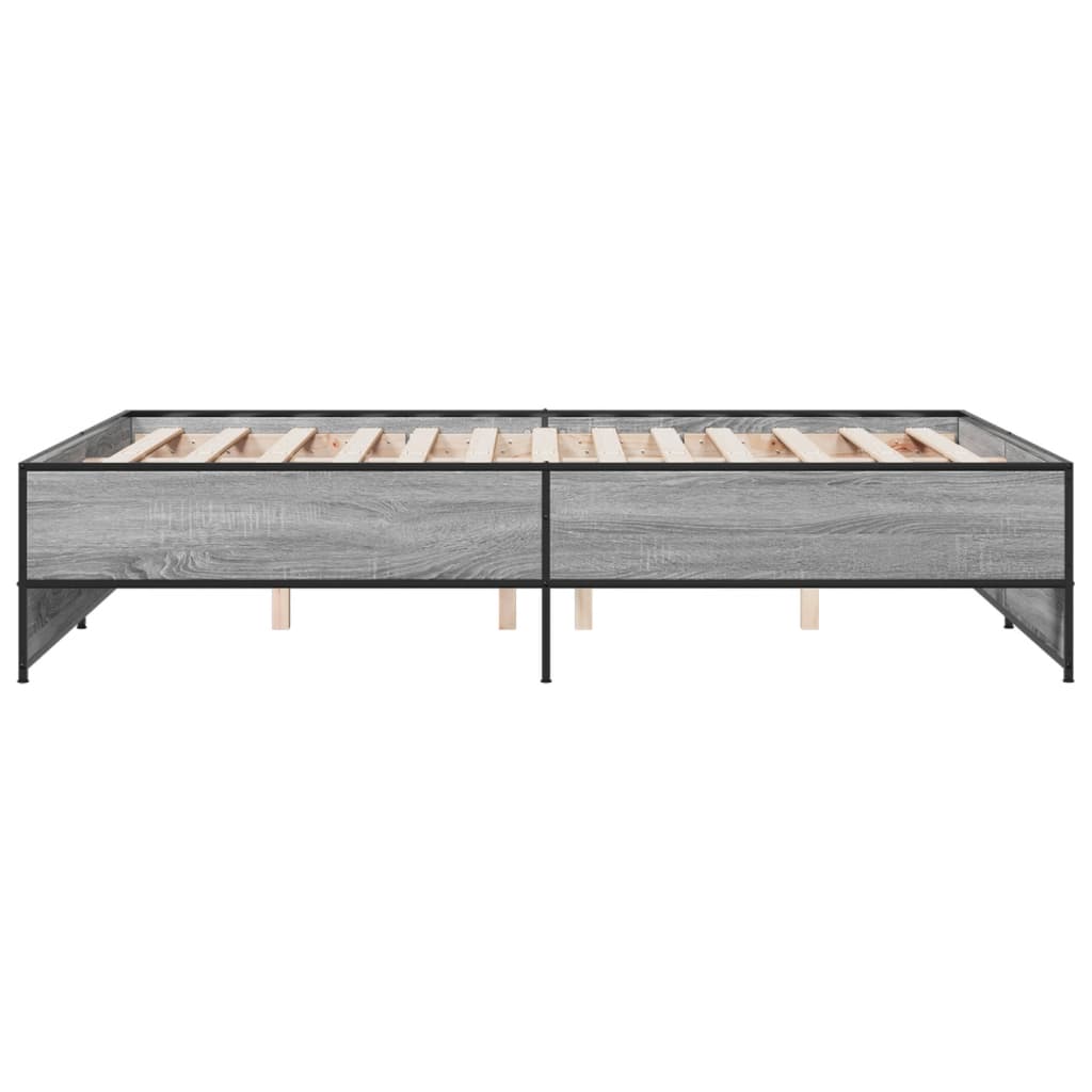 Sengeramme grå sonoma 140x190 cm konstruert tre og metall