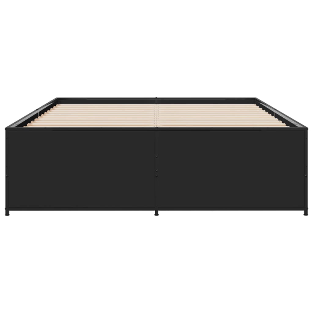 Sengeramme svart 135x190 cm konstruert tre og metall