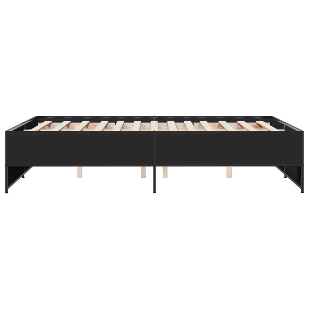 Sengeramme svart 135x190 cm konstruert tre og metall