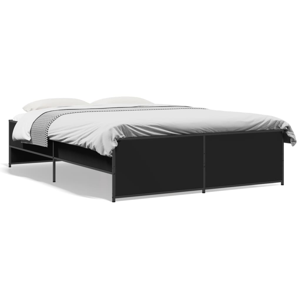 Sengeramme svart 135x190 cm konstruert tre og metall