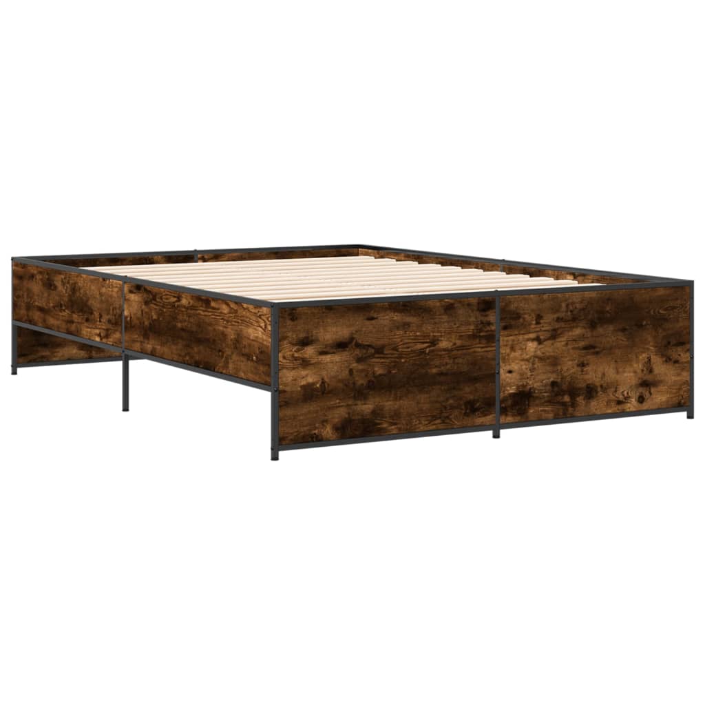 Sengeramme røkt eik 135x190 cm konstruert tre og metall