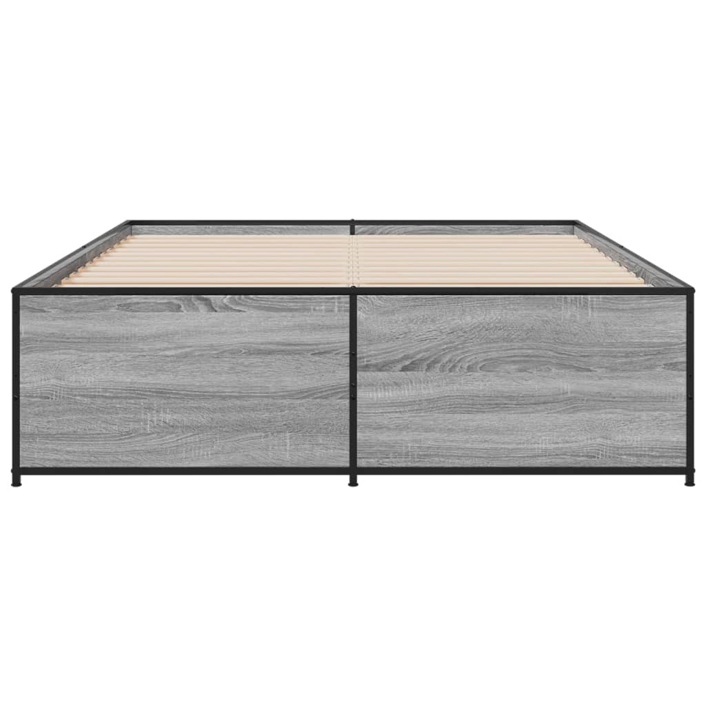 Sengeramme grå sonoma 135x190 cm konstruert tre og metall
