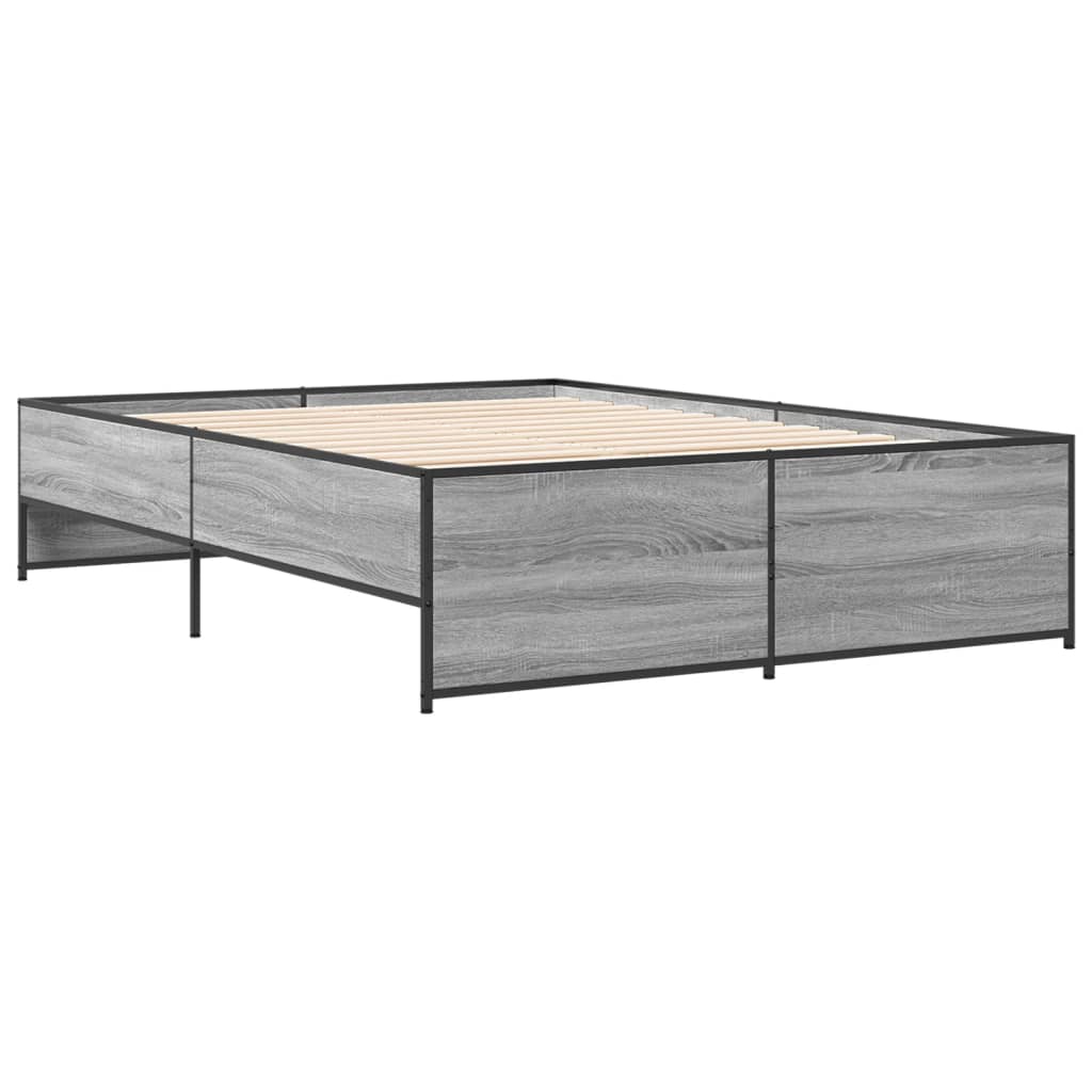 Sengeramme grå sonoma 120x190 cm konstruert tre og metall