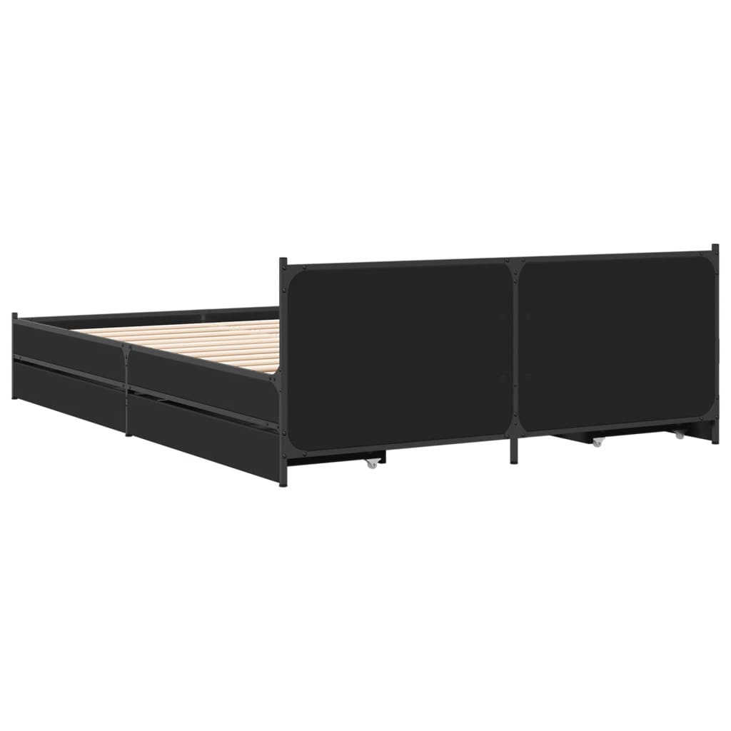 Sengeramme med skuffer svart 135x190 cm konstruert tre
