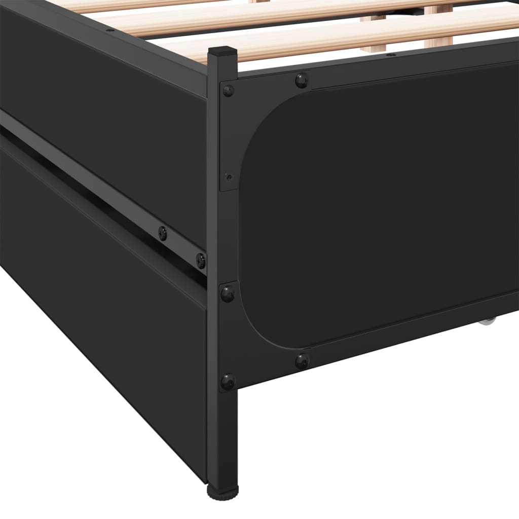 Sengeramme med skuffer svart 135x190 cm konstruert tre