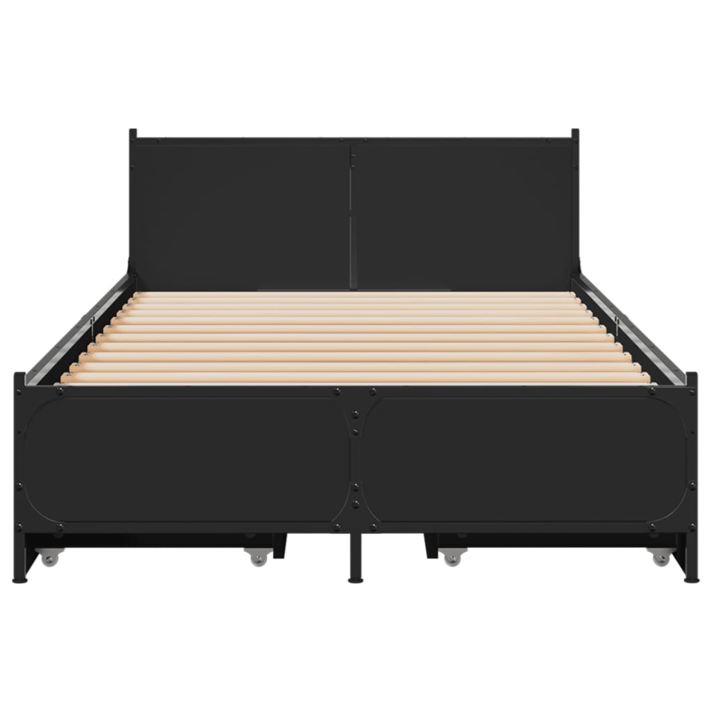 Sengeramme med skuffer svart 90x200 cm konstruert tre