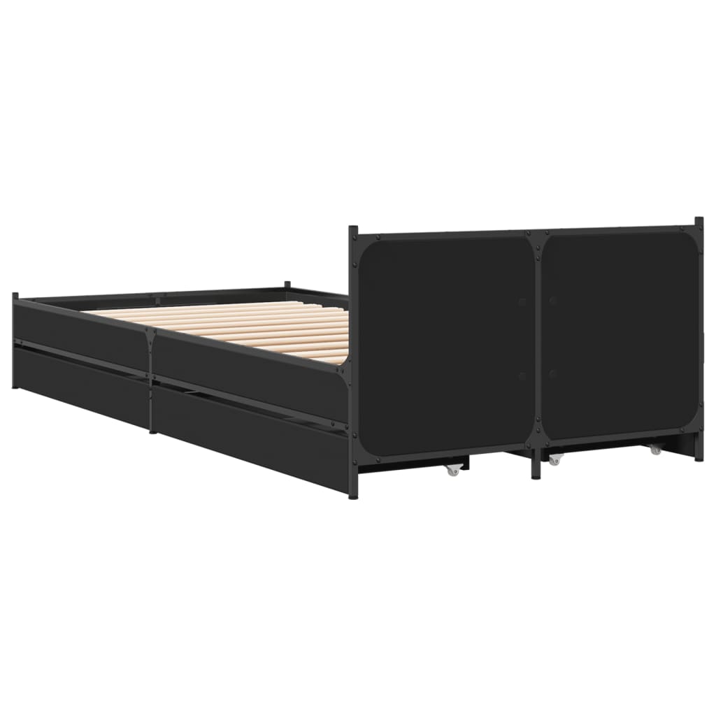 Sengeramme med skuffer svart 90x200 cm konstruert tre