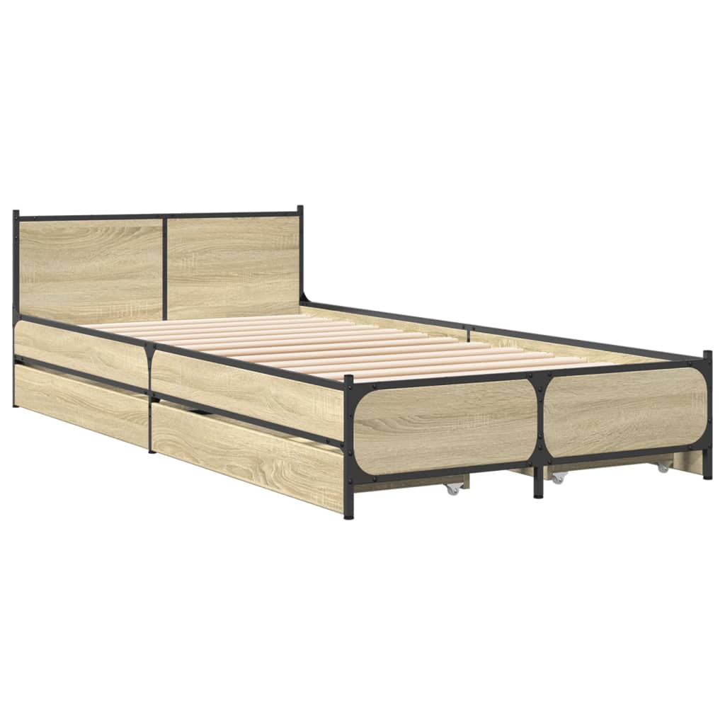 Sengeramme med skuffer sonoma eik 75x190 cm konstruert tre